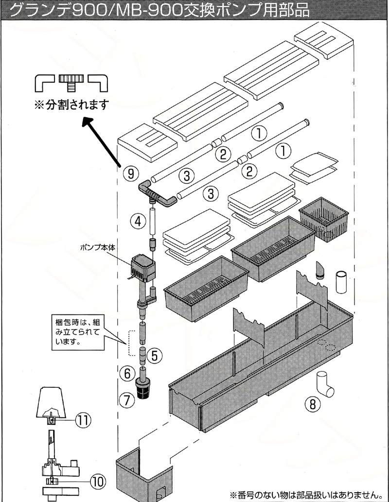 グランデ900・MB900交換ポンプ専用パーツ表